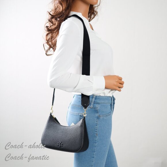 NWT Tory Burch Thea Convertible Leather Crossbody in Black - Picture 3 of 13